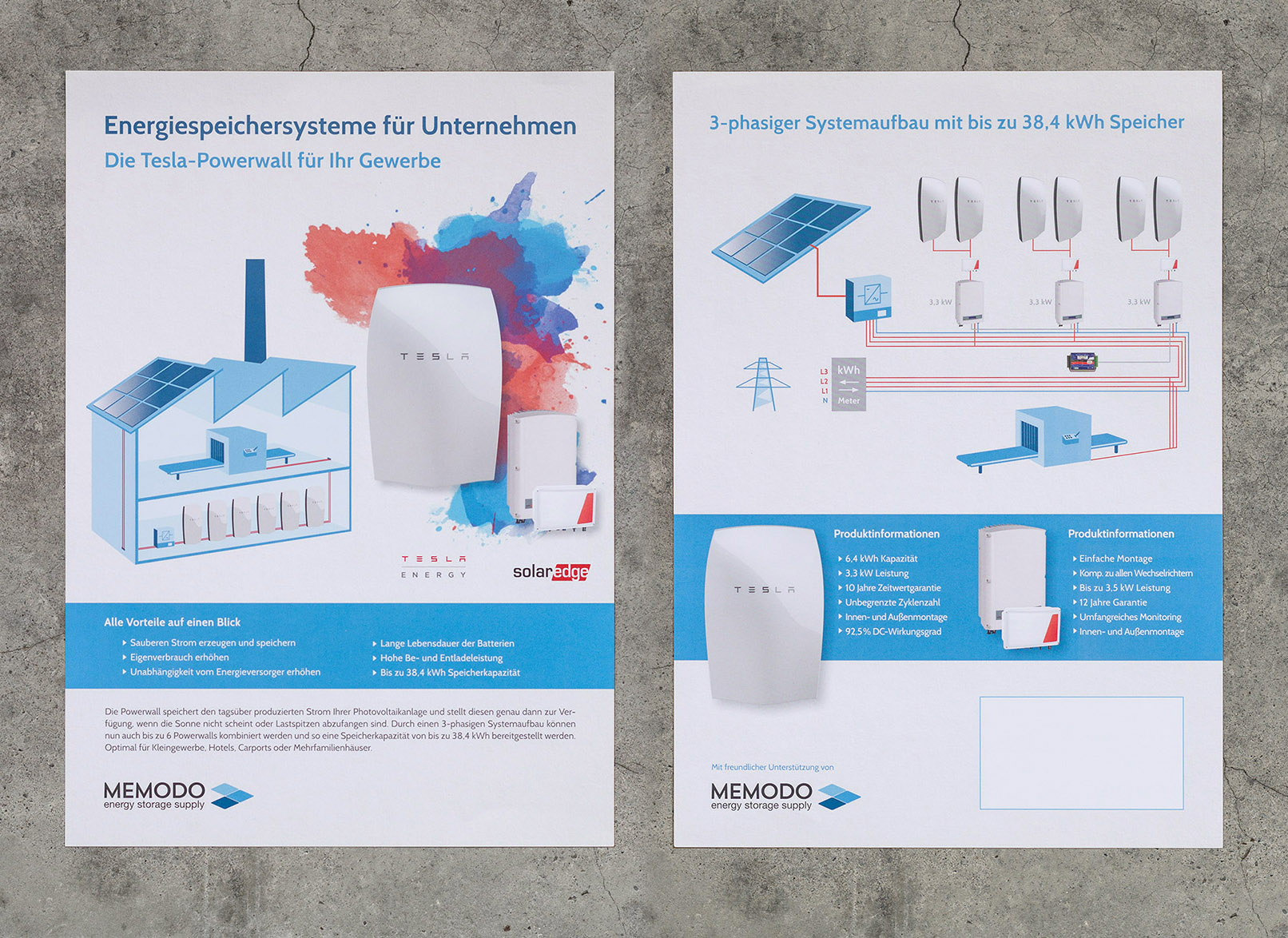 Foto von gedrucktem Info- und Werbeflyer mit Infografik - Kommunikationsdesign, Grafikdesign und digitale Illustration für die Firma Memodo in München von Grafiker Markus Wülbern